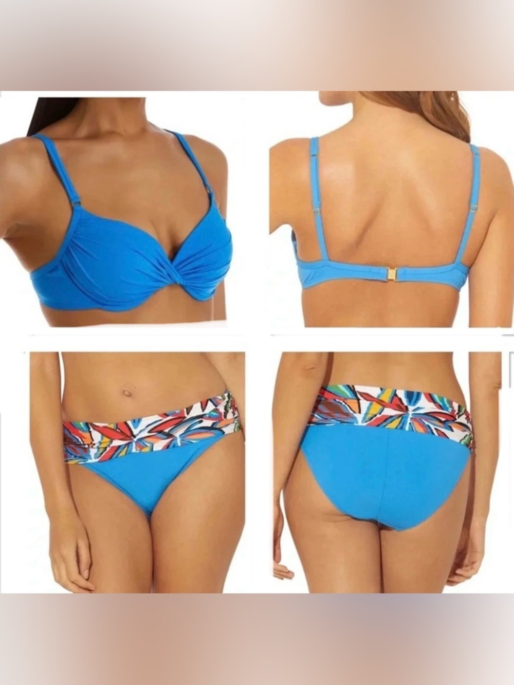 Bleu Rod Beattie Bikini Swimsuit Set Top Size 36D Bottom Size 12